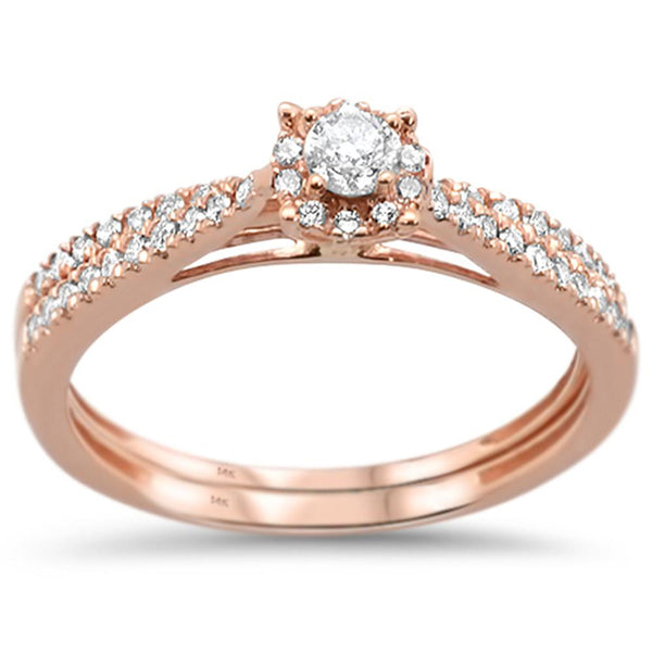0.39ct 14k Rose Gold Diamond Engagement Promise Wedding Set - 01SN42